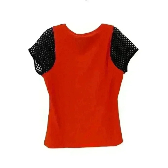 Women's Orange Black Mesh Short Sleeve Size L Large Athletic Top by Gottex NEW - Picture 10 of 16
